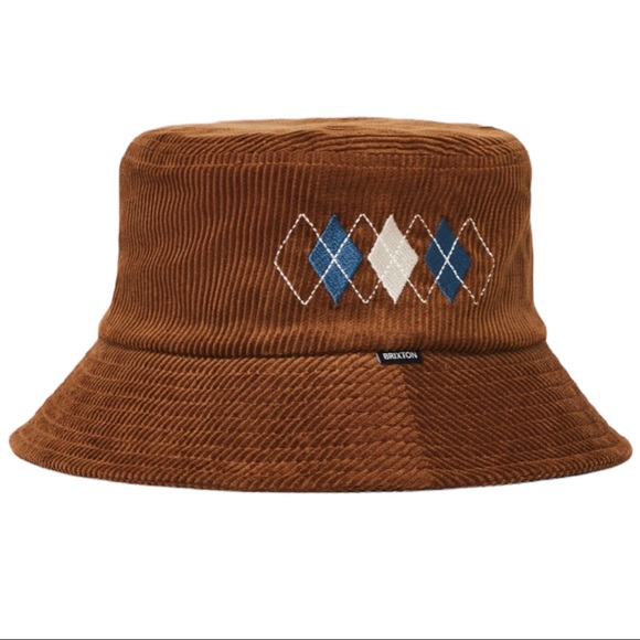 Brixton x Free People Gramercy Packable Bucket S / M Brown Blue Corduroy Hat - Picture 3 of 11